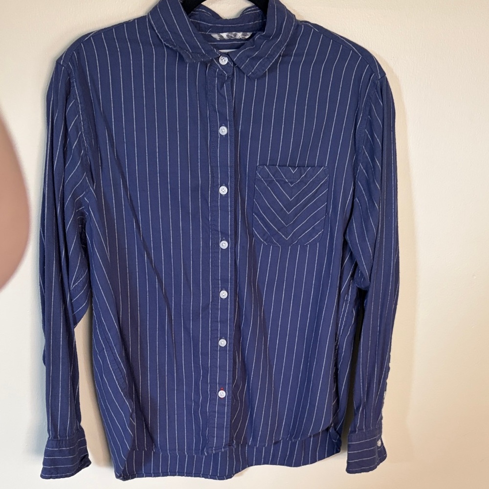 Aerie Navy Pinstripe Button Down Shirt